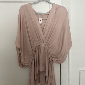 Blush deep v tie top
